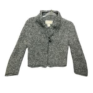 MIRA FLORES Women Alpaca Wool Knit Sweater Sz XS Cropped Boho Witchy Bell Sleeve